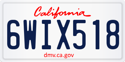 CA license plate 6WIX518