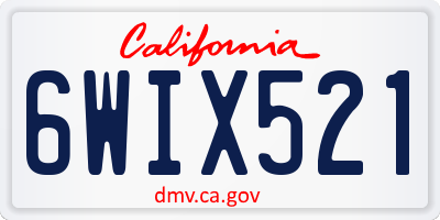 CA license plate 6WIX521