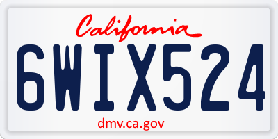 CA license plate 6WIX524