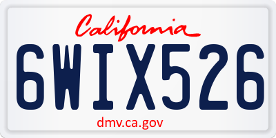 CA license plate 6WIX526