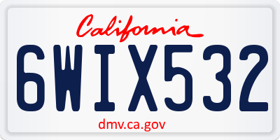 CA license plate 6WIX532