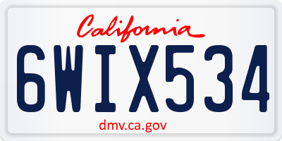 CA license plate 6WIX534