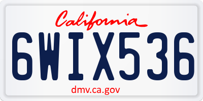 CA license plate 6WIX536