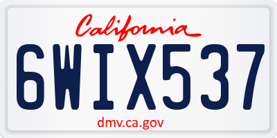 CA license plate 6WIX537