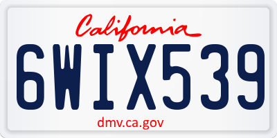 CA license plate 6WIX539