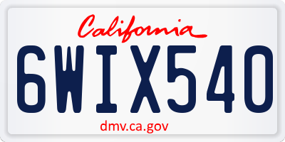 CA license plate 6WIX540