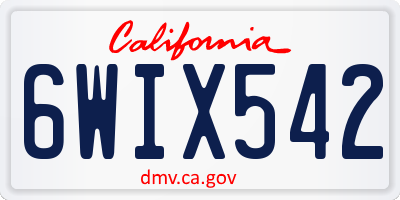 CA license plate 6WIX542