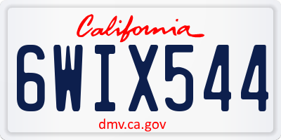 CA license plate 6WIX544