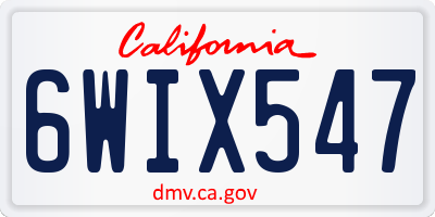 CA license plate 6WIX547