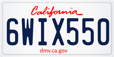 CA license plate 6WIX550