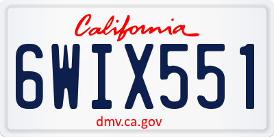 CA license plate 6WIX551