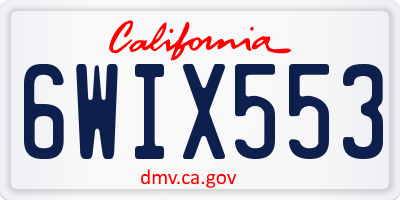 CA license plate 6WIX553