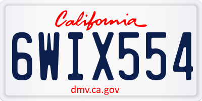CA license plate 6WIX554