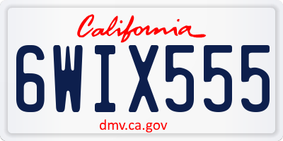 CA license plate 6WIX555