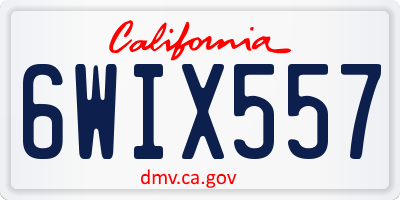 CA license plate 6WIX557