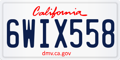 CA license plate 6WIX558