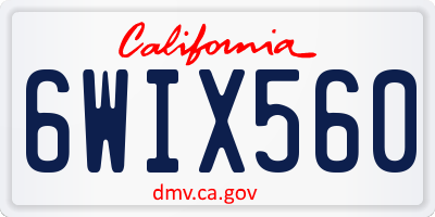 CA license plate 6WIX560
