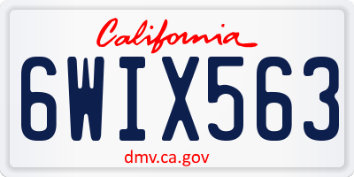 CA license plate 6WIX563