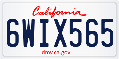 CA license plate 6WIX565