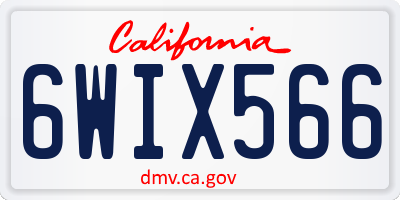 CA license plate 6WIX566