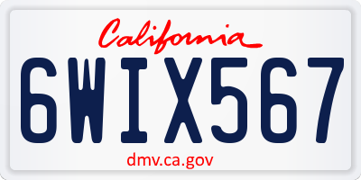 CA license plate 6WIX567