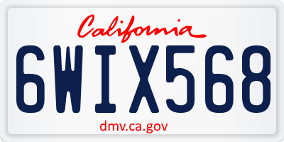 CA license plate 6WIX568
