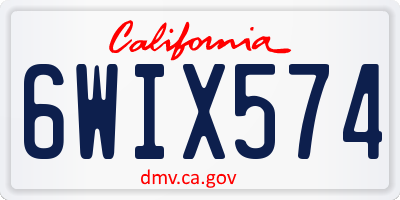 CA license plate 6WIX574