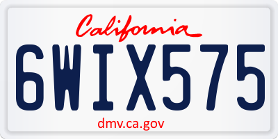 CA license plate 6WIX575