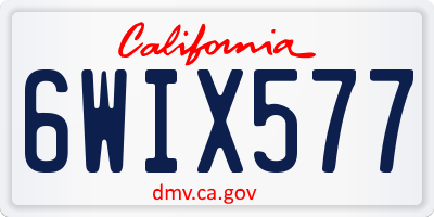 CA license plate 6WIX577