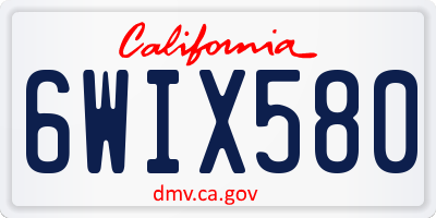 CA license plate 6WIX580