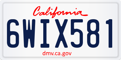 CA license plate 6WIX581