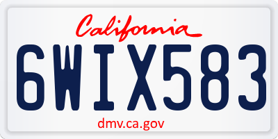 CA license plate 6WIX583