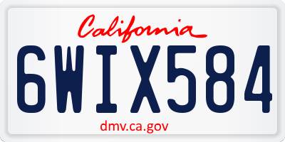 CA license plate 6WIX584