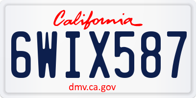 CA license plate 6WIX587