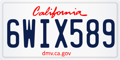 CA license plate 6WIX589