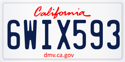 CA license plate 6WIX593