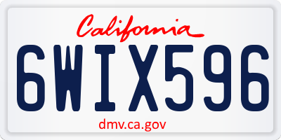 CA license plate 6WIX596