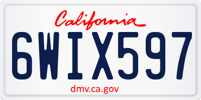 CA license plate 6WIX597