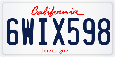 CA license plate 6WIX598