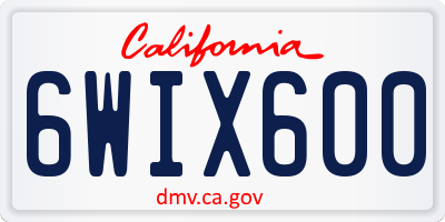 CA license plate 6WIX600