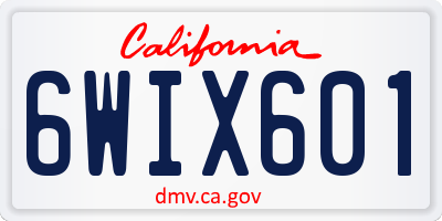 CA license plate 6WIX601