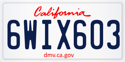 CA license plate 6WIX603