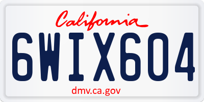 CA license plate 6WIX604
