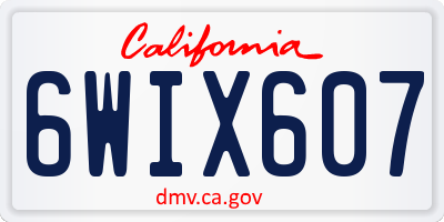 CA license plate 6WIX607