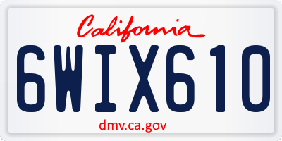 CA license plate 6WIX610