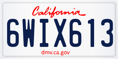 CA license plate 6WIX613