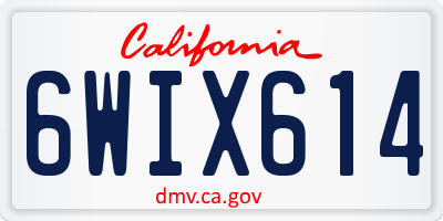 CA license plate 6WIX614