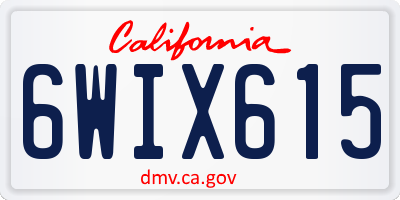CA license plate 6WIX615