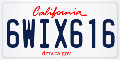 CA license plate 6WIX616