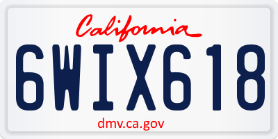 CA license plate 6WIX618